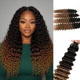 【Seamless Crochet Braids】Soft Feather Crochet Hair Extention Ombre Color 100% Human Hair  - Deep Wave