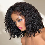 HD Lace 13x6 Fitted Cap Ear Tap BOB Wig - Curly with Finger Coil Ends and Curly Edge