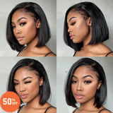 Nicole  360 Transparent Lace Front Human Hair Wig - Silky Straight Bob