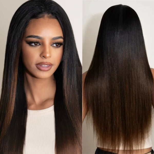 【Flash Sale】13x6 HD Lace Upgraded Pre-plucked 150%180%250% Ombre Color Wig -Light Yaki Straight