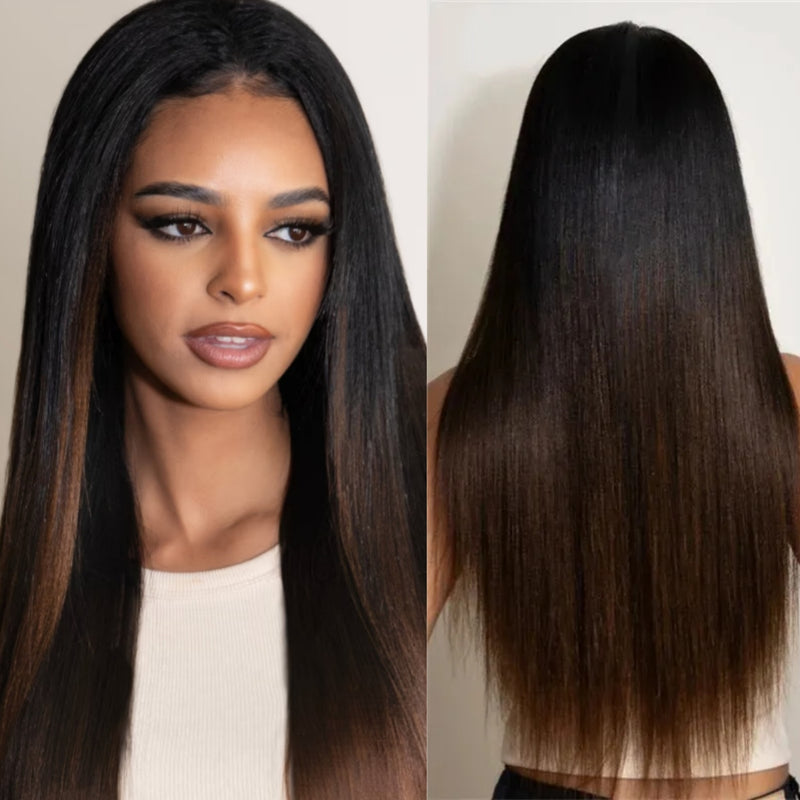 【Flash Sale】13x6 HD Lace Upgraded Pre-plucked 150%180%250% Ombre Color Wig -Light Yaki Straight