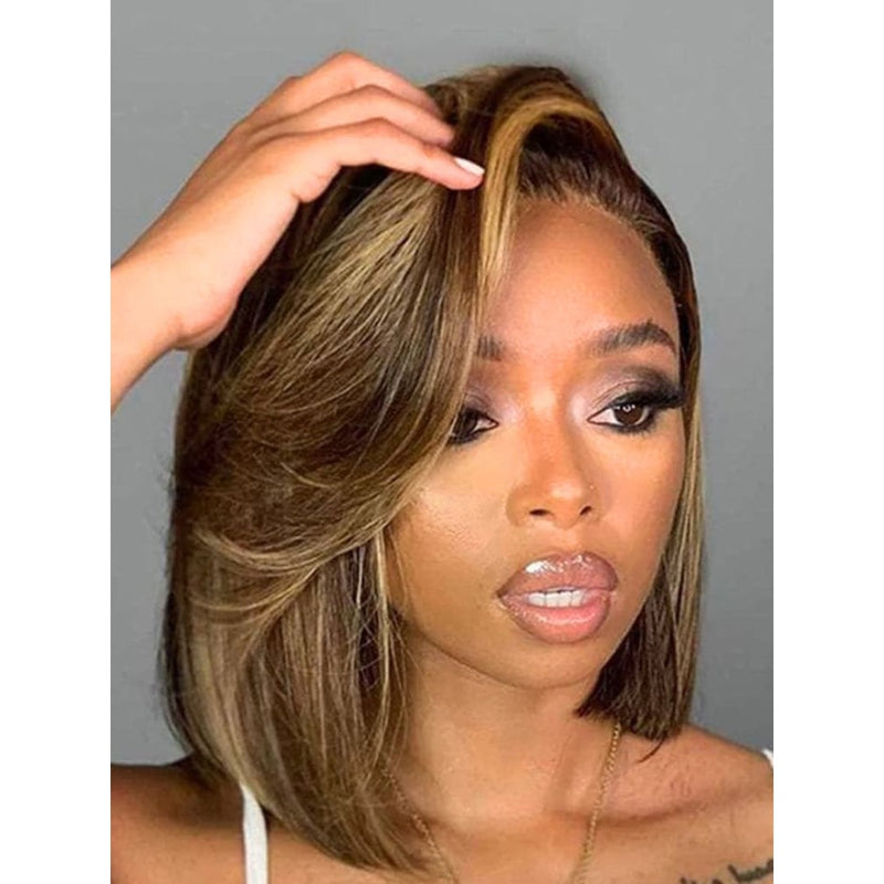 【Flash Sale】13x6 Transparent Lace Front Highlight Color 250% Density Bob Wig - Layered Bob