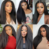 9x6/7x5 Closure Pre-Cut HD Swiss Lace Lace Upgraded Hairline Glueless Wig - Kinky Straight