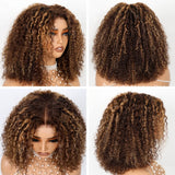 [50% OFF]HALF PRICE /// 4x4 / 5x5 Transparent Lace Ombre Honey Brown Highlight Color Wig - Curly Bob