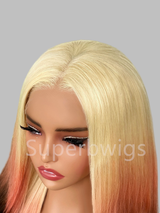 【LUX HAIR】5x5/13x4 HD Swiss Lace Pre-plucked Ombre Blonde Red Black Color 180% Human Hair Wig - Wavy