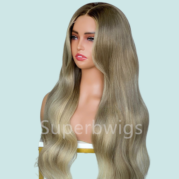 【LUX HAIR】5x5/13x4 HD Swiss Lace Pre-plucked Ombre Highlight Color 180% Human Hair Wig - Wavy