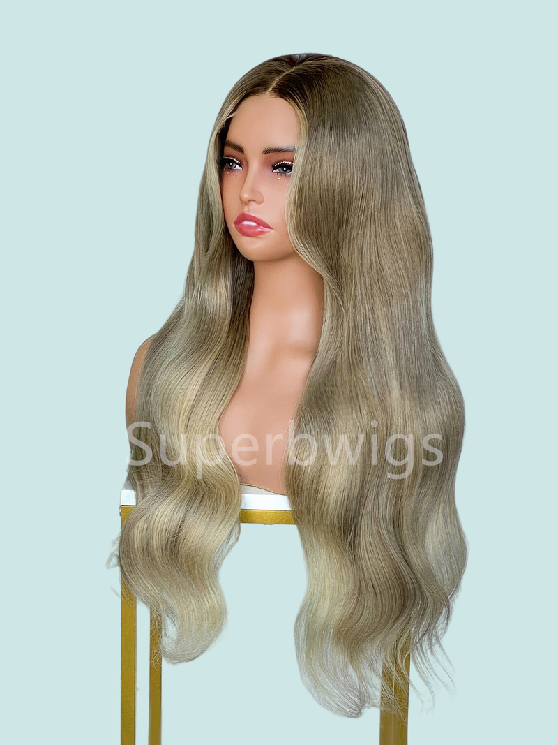 【LUX HAIR】5x5/13x4 HD Swiss Lace Pre-plucked Ombre Highlight Color 180% Human Hair Wig - Wavy