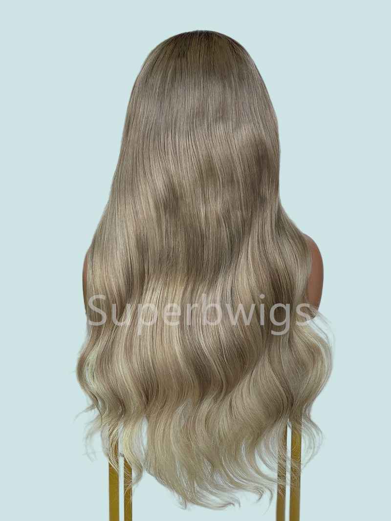 【LUX HAIR】5x5/13x4 HD Swiss Lace Pre-plucked Ombre Highlight Color 180% Human Hair Wig - Wavy