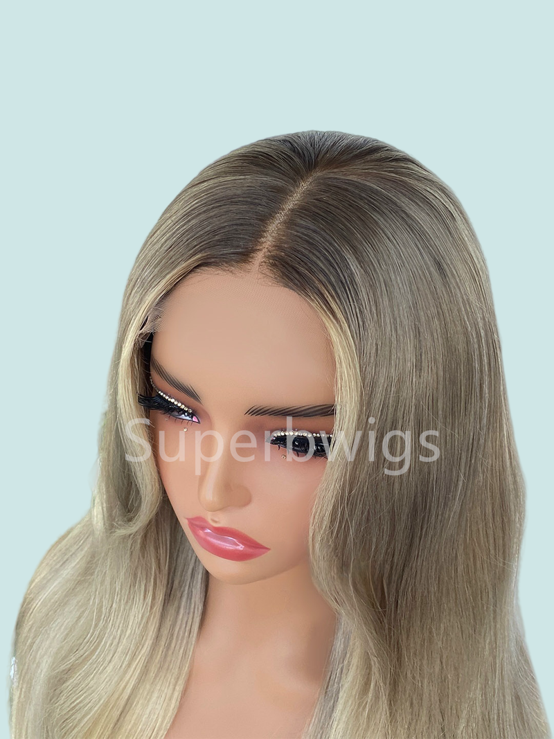 【LUX HAIR】5x5/13x4 HD Swiss Lace Pre-plucked Ombre Highlight Color 180% Human Hair Wig - Wavy