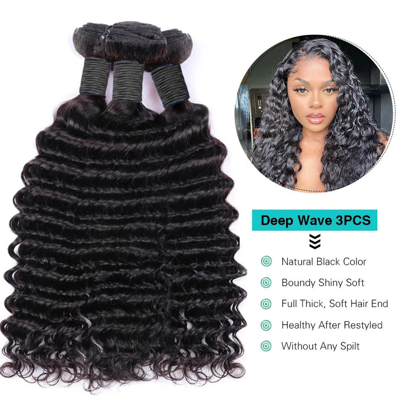 High Quality Virgin Human Hair Bundles - Deep Wave