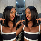 【FLASH SALE】WHOLE LACE NO MESH TRANSPARENT LACE HUMAN HAIR WIG WITH Invisible Strap - Straight Bob