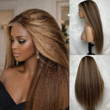 13x6 HD Lace Upgraded Hairline Pre-plucked 150%180% 250% Highlight  Wig - Kinky Straight