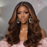 HD Lace 13x6 Fitted Cap Ear Tap Highlight Color Wig - Wavy