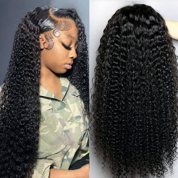 4x4/13x4/13x6/Full Frontal/360/Full Lace Transparent Lace Jet Black 1# Color Wig - Curly