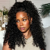 【Upgraded】PreCut 4-Line Invisible Strap 360 HD Lace Wig - Deep Curly