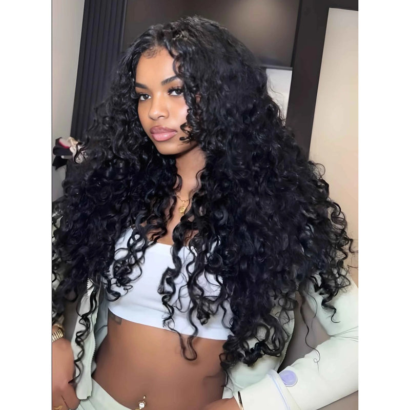 "370 Fitted Cap" HD LACE FRONT WIG WITH Invisible Strap - Spanish Crimped Loose Wave Curl
