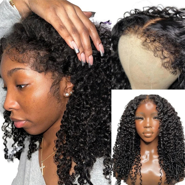 360 HD SWISS LACE FRONT WIG WITH TRANSPARENT DRAWSTRING - Finger Coily Curl with Curly Edge