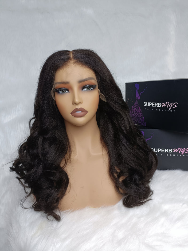 Bye~Bye~KNOTS HD Swiss Lace 13x6 Fitted Cap Ear Tap Wig - Kinky Wave