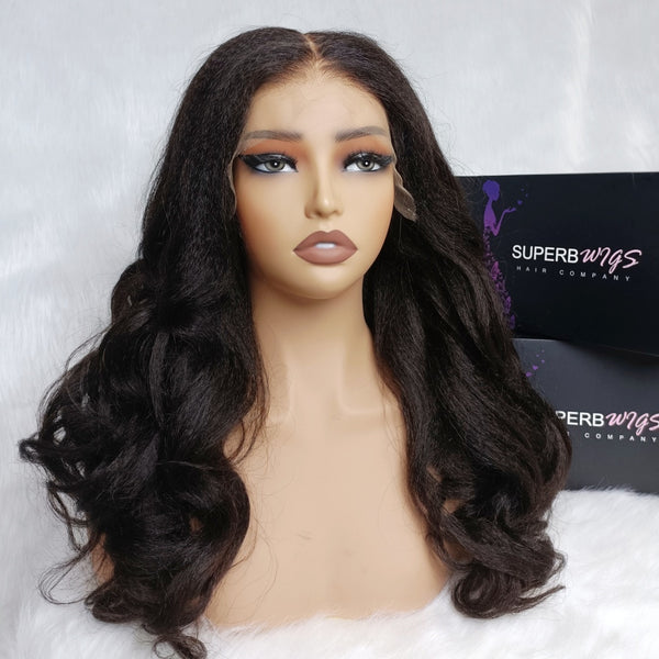 Bye~Bye~KNOTS HD Swiss Lace 13x6 Fitted Cap Ear Tap Wig - Kinky Wave