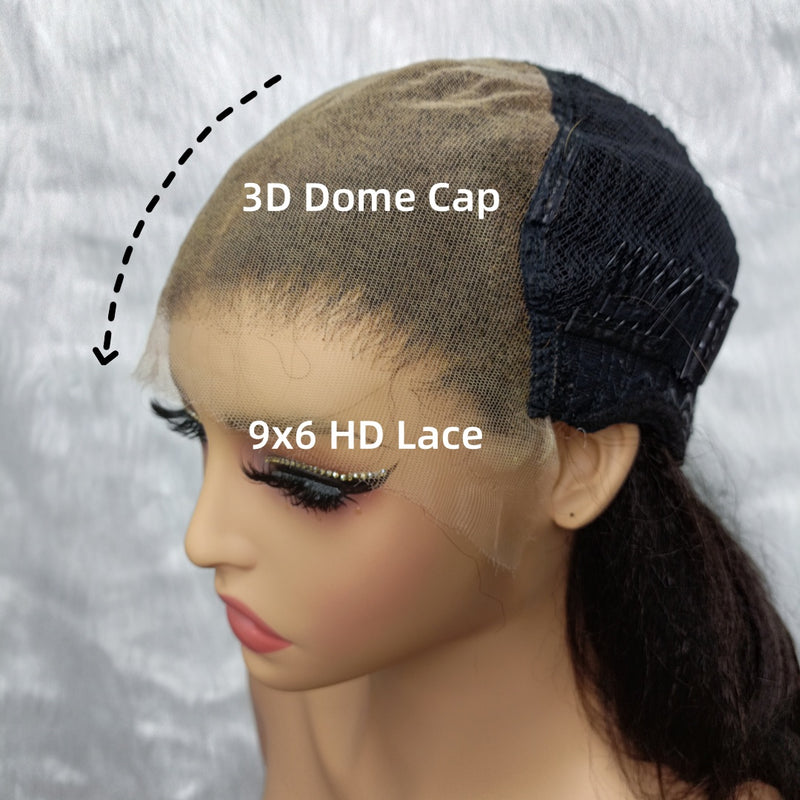 【Crazy】"3D DOME CAP" 9x6 HD  Lace Upgraded Hairline C-shape Ear Glueless Wig with Drawcord - Bouncy Loose Wave