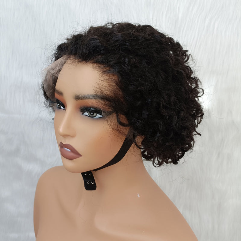 "LAGOS" M-Shaped HAIRLINE 13x4/13X6 HD/Transparent Lace Front Pixie Cut Wig - Curly