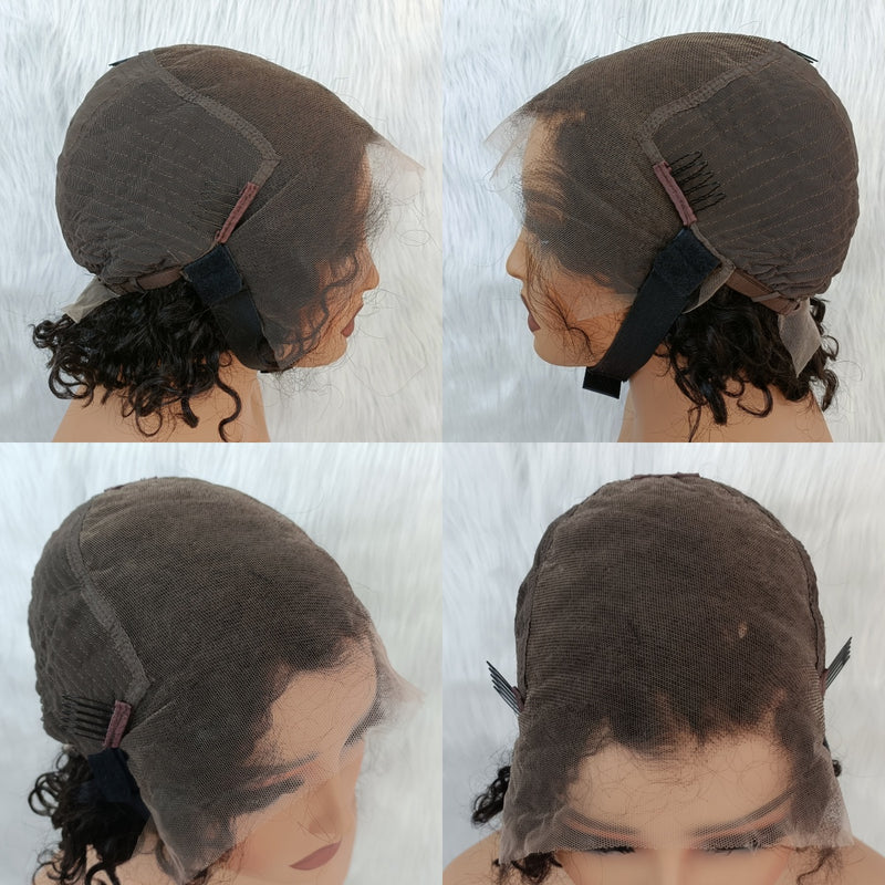 "LAGOS" M-Shaped HAIRLINE 13x4/13X6 HD/Transparent Lace Front Pixie Cut Wig - Curly