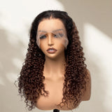 360 Transparent Lace Preplucked Hairline Ombre Color Wig - Curly