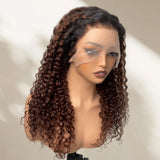 360 Transparent Lace Preplucked Hairline Ombre Color Wig - Curly