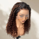 360 Transparent Lace Preplucked Hairline Ombre Color Wig - Curly