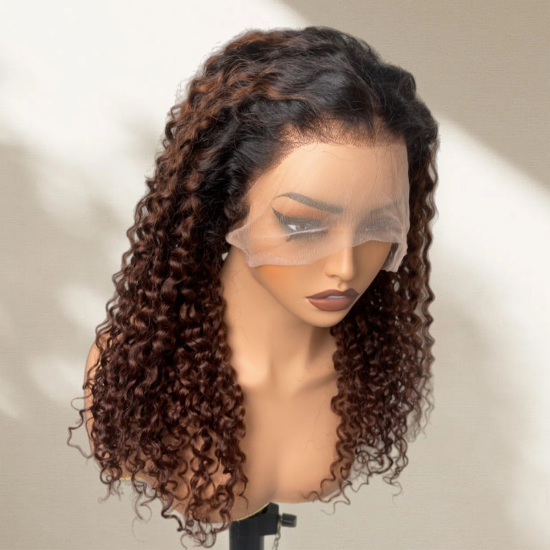 360 Transparent Lace Preplucked Hairline Ombre Color Wig - Curly