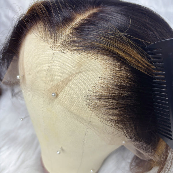 【Solo-Piece】"LAGOS" M-Shaped HAIRLINE 13x6 HD Lace Front Ombre Brown Highlght Color Wig - Body Wave
