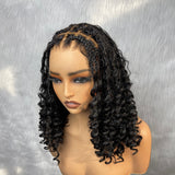"Fitted Cap" Full Lace Knotless Braided Wig with Invisible Strap - Bouncy Curl