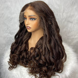 Bye~Bye~KNOTS HD Lace 13x6 Frontal Upgraded Hairline Brown Color Wig - Yaki Wave