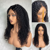 WHOLE LACE NO MESH TRANSPARENT LACE HUMAN HAIR WIG WITH Invisible Strap - Kinky Curly