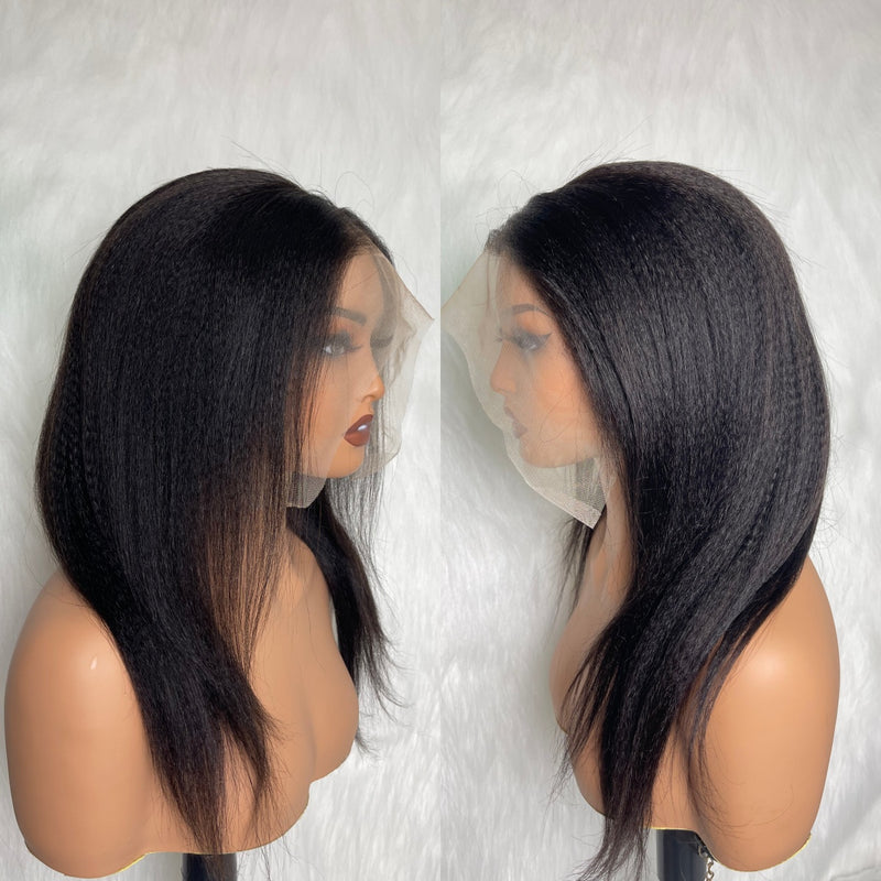 【Solo-Piece】360 Transparent Lace Preplucked 16inch 150% Wig - Yaki Straight