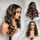 【Solo-Piece】4x4 Transparent Lace Preplucked 20inch 250% Highlight Color Wig - Body Wave Wavy