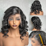 5x5/13x4 Transparent Lace Front Pre-plucked Salt and Pepper Gray Color Wig - Body Wave Wavy