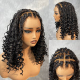 "Fitted Cap" Full Lace Knotless Braided Wig with Invisible Strap - Bouncy Curl