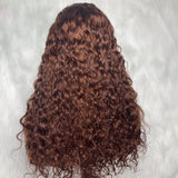 【Solo-Piece】 13x6 Full Frontal Transparent Lace 18inch 200% Reddish Brown Color Wig - Water Wave