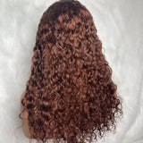 【Solo-Piece】 13x6 Full Frontal Transparent Lace 18inch 200% Reddish Brown Color Wig - Water Wave