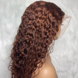 【Solo-Piece】 13x6 Full Frontal Transparent Lace 18inch 200% Reddish Brown Color Wig - Water Wave