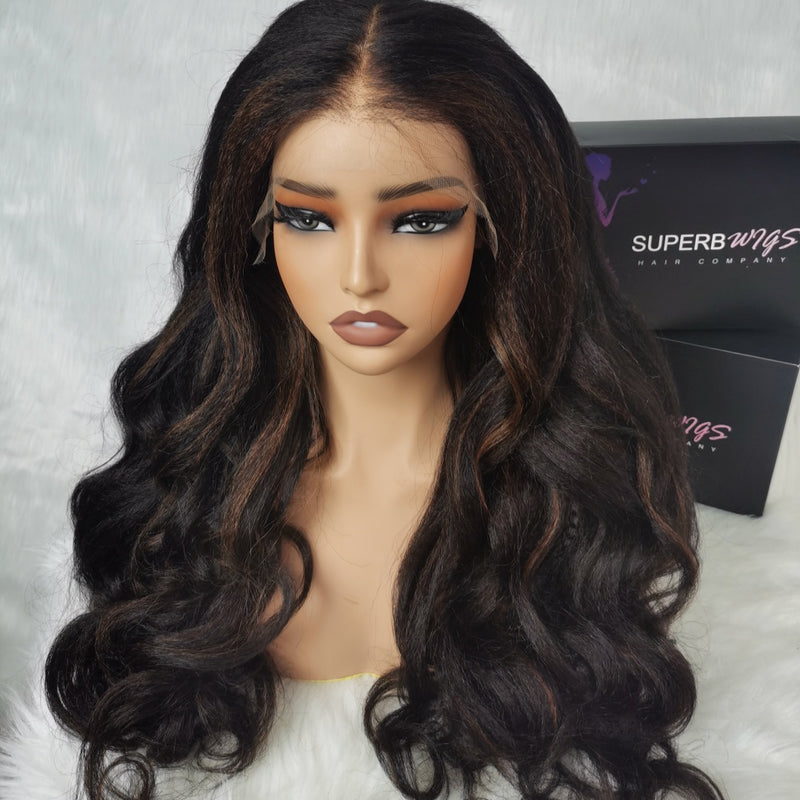 9x6 HD Swiss Lace Upgraded Hairline C-shape Ear Glueless Wig with Drawstring - Kinky Wave