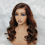 13x6 HD Swiss Lace Front LAGOS HAIRLINE Highlight Brown Color Side Parting Wig - Body Wave