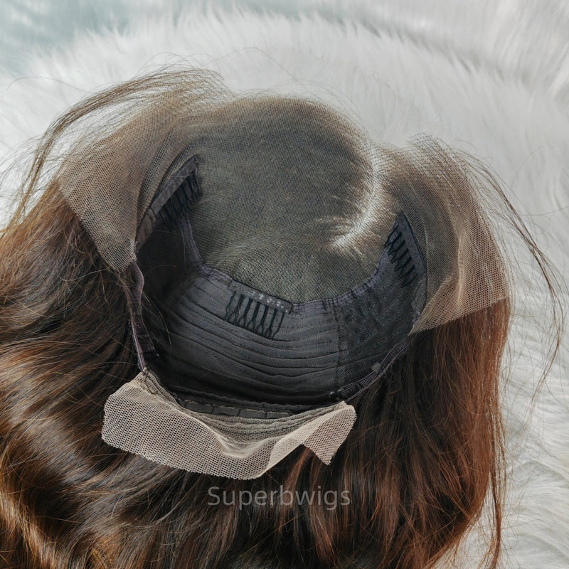 13x6 HD Swiss Lace Front LAGOS HAIRLINE Highlight Brown Color Side Parting Wig - Body Wave