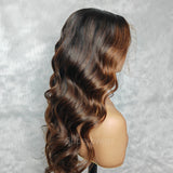 13x6 HD Swiss Lace Upgraded Hairline Pre-plucked 150%180% Ombre Highlight Color Wig - Body Wave Wavy