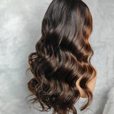 13x6 HD Swiss Lace Upgraded Hairline Pre-plucked 150%180% Ombre Highlight Color Wig - Body Wave Wavy