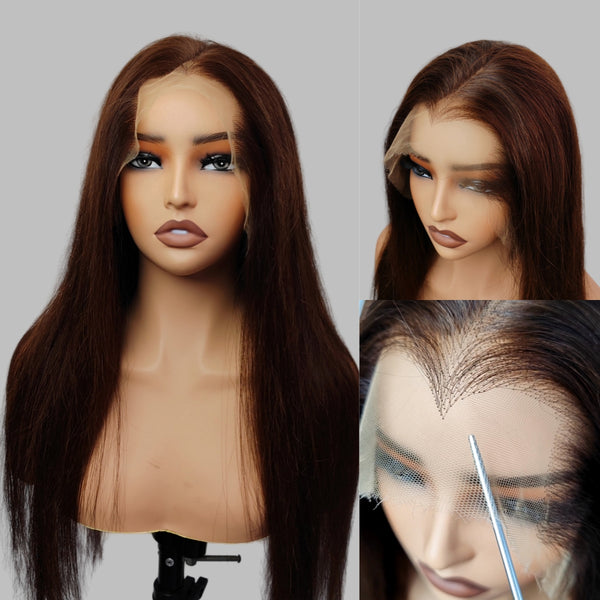 "LAGOS" M-Shaped HAIRLINE 13x6 HD Lace Front Brown Color Wig - Straight