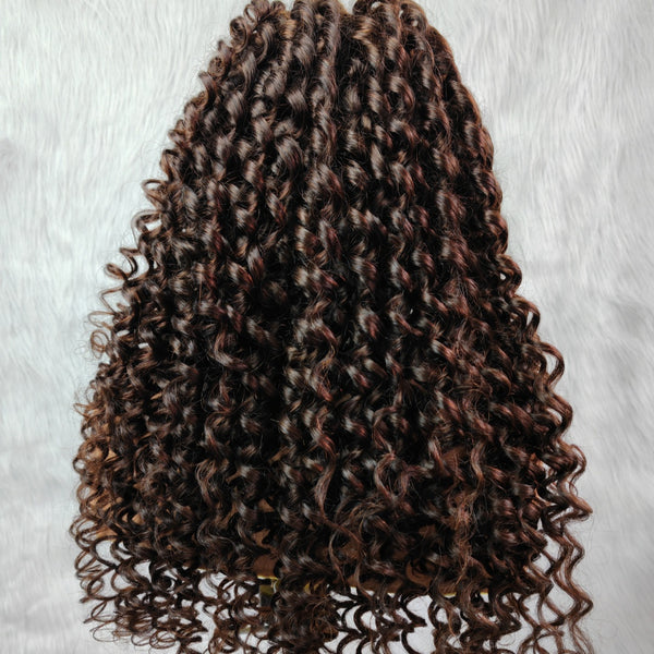 "3D DOME CAP" 9x6 HD  Lace Upgraded C-shape Ear Brown Color Glueless Wig with Drawcord - Spanish Bouncy Curl