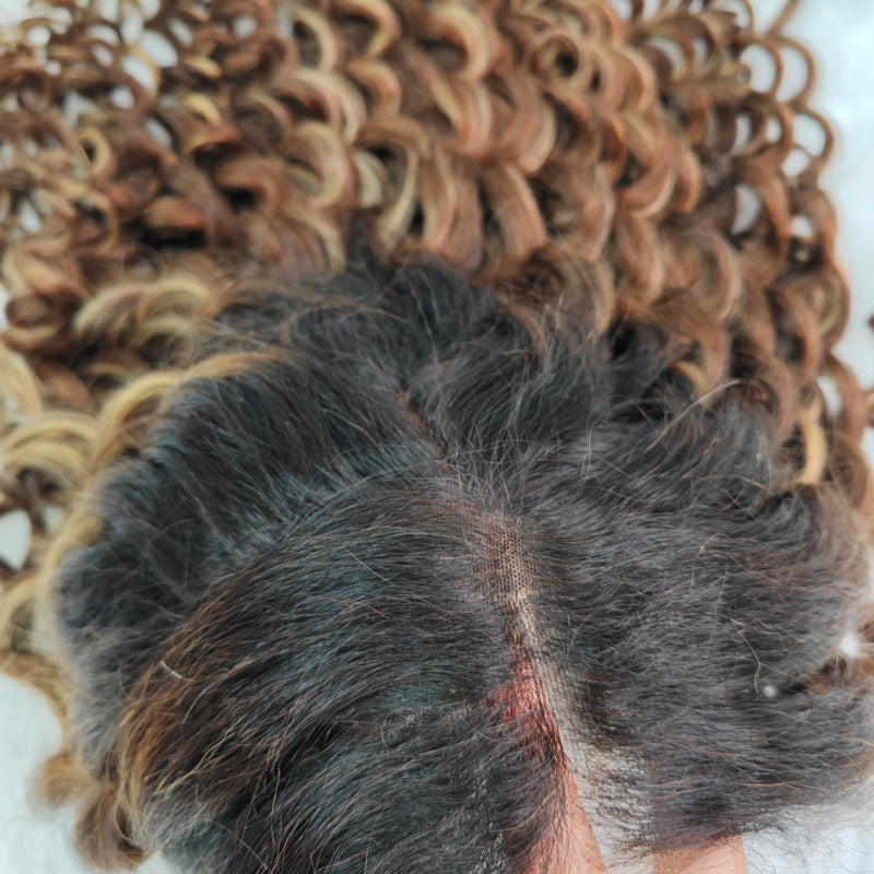 360 HD LACE FRONT Highlight Color WIG WITH Invisible Strap - Kinky Loose Wander Curl
