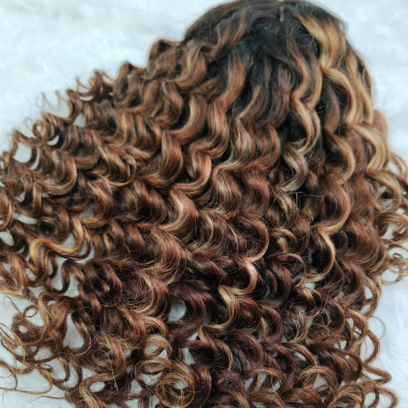 360 HD LACE FRONT Highlight Color WIG WITH Invisible Strap - Kinky Loose Wander Curl